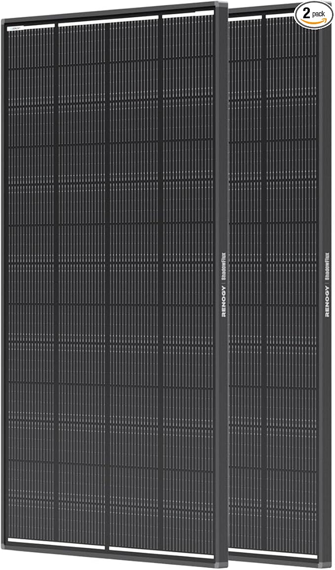 Renogy ShadowFlux Solar Panels N-Type Anti-Shading Panels for 12V/24V Systems with 25% High-Efficiency PV Modules 200W 2-Pack ShadowFlux N-Type Panels