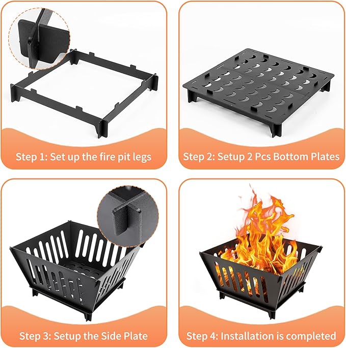 17-inch Fire Pit Outdoor Portable Wood-Burning Fire Pit Log Stove Fireplace for Camping Backyard Garden Picnic Patio and Beach. Comes with A Carry Bag