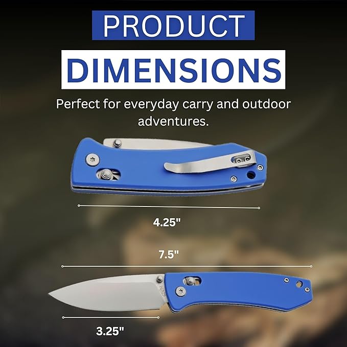 Rite Edge 4.25 Folding Pocket Knife with Blue G10 Handle – Razor Sharp 8Cr13 Stainless Steel Blade Rolling Lock (RLS) EDC Folding Knife for Men &amp Women Camping Hiking Fishing Outdoor &amp E