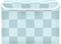 Storage Bins with Lids Storage Containers Storage Box with Handles Storage Organizer Bin Basket for Closet Shelves Clothes Stackable Foldable Checkered Blue 01