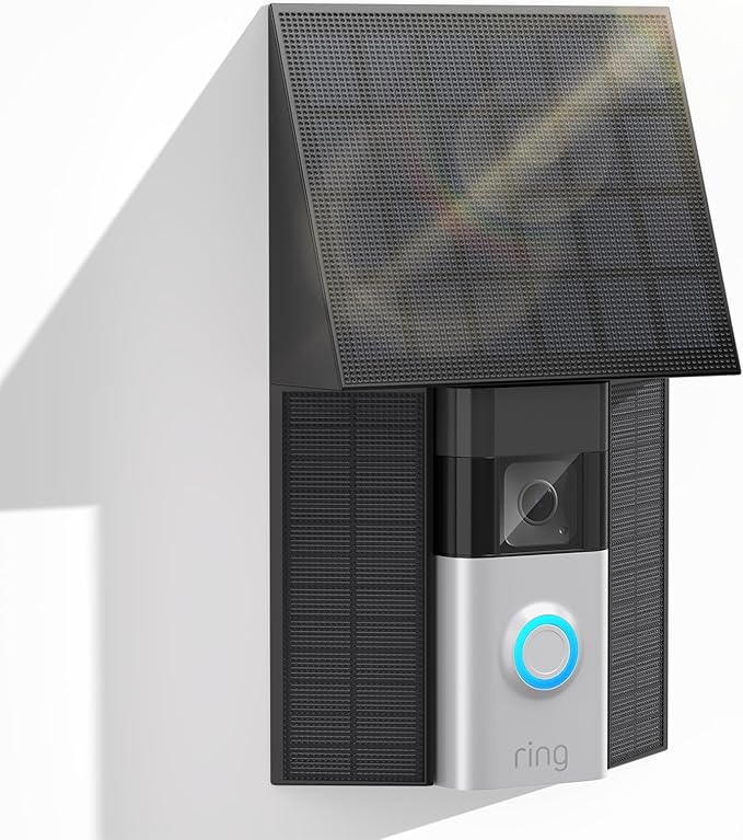 Solar Charger for Ring Battery Doorbells - Compatible with Video Doorbell 3/3 Plus/4 Battery Doorbell Plus/Pro 2 Prong Port-1 Pack