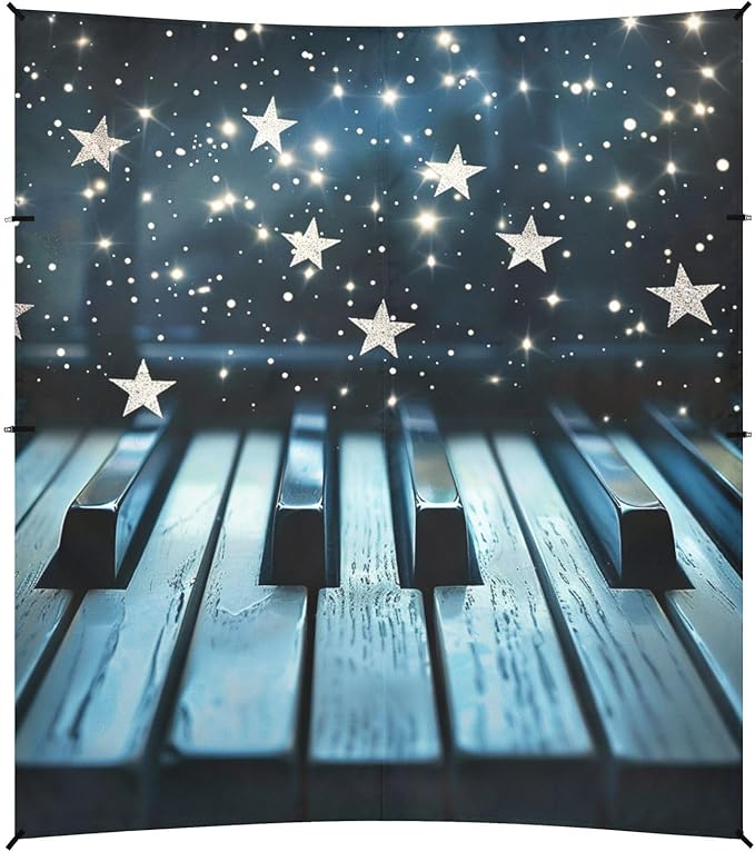 ALAZA Piano Keys Stars Beach Tent Sun Shelter Portable Canopy Sunshade for Outdoor Camping Picnics Backyard Fun 10x9 ft