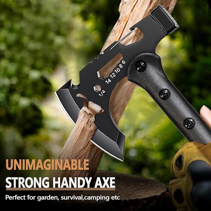 Camping Axes Wood Separator Multipurpose Tomahawk Tactical Hatchet with Sheath - Survival Hiking Camping Carbon Steel Blade 2 Pack
