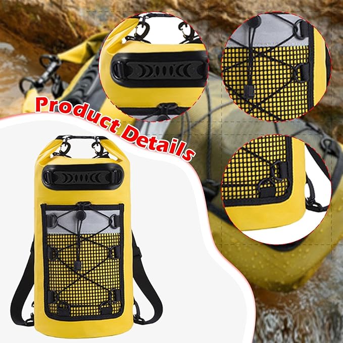 Dry Bag Storage Bag Keeps Gear Dry 10L Lightweight Comfortable with Handle for Camping Men/Women Boating Hiking Rafting Yellow