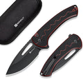 SENCUT Squiggy Pocket Knife Camping Folding Knife with 3.89'' 9Cr18MoV Blade &amp G10 Handle Reversible Clip for EDC Hiking S24082A-3 (Burgundy/Black)