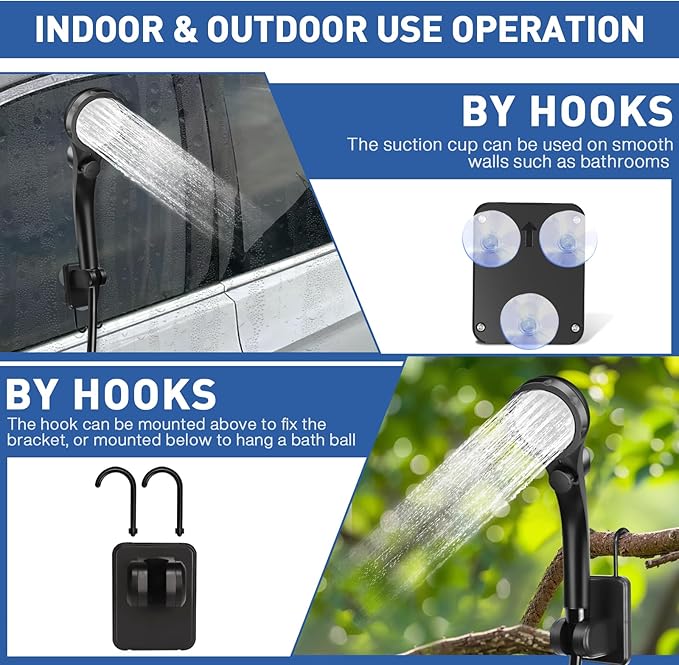 MIAOKE Upgrade Portable Camping Shower 7800mAh Outdoor Electric Shower Rechargeable Pump with Intelligent Digital Display Temperature Display Shower Head for Camping Hiking Traveling