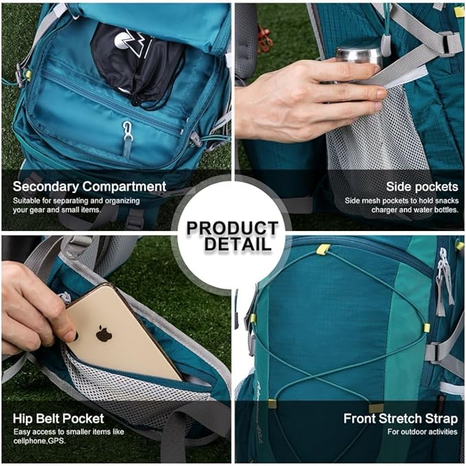 MOUNTAINTOP 25L/40L Hiking BackpackLightweight Travel Backpack for Men Women Outdoor Backpacking Camping