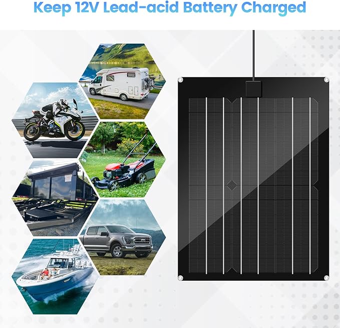 Solar Battery Charger Maintainer Zuomeng 15W Solar Panel Kit for Dump Trailer Built-in Maintenance Pulse &amp Intelligent MPPT Charge Controller Waterproof Suitable for 12V Lead-Acid Battery