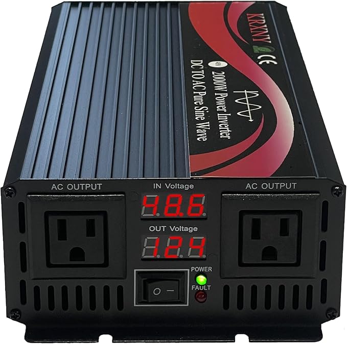 2000W Power Inverter 48V DC to 110V AC 60HZ Pure Sine Wave Converter with LED Display for Off Grid Solar System