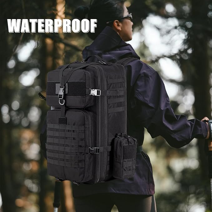 Tactical Backpack for Men 50L/60L/70L Expandable Military tactical Backpack Waterproof MOLLE Hiking &amp Camping Rucksack with Water Bottle Bag Assault Pack &amp Bug Out Bag for Outdoor