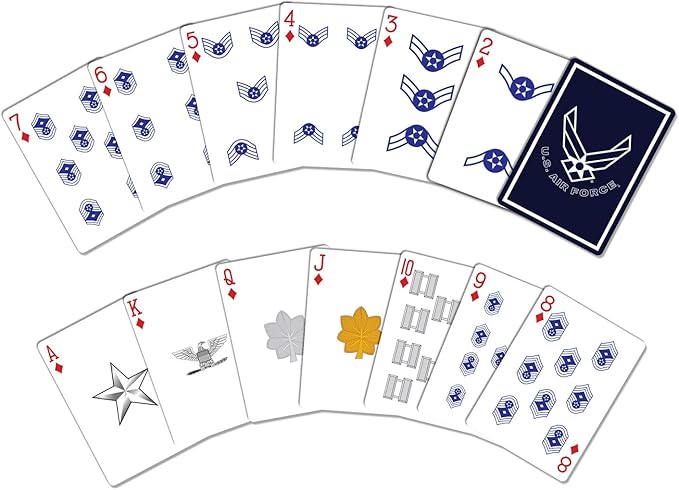 Air Force Flask &amp Cards Gift Set Leather-Wrapped US-Air Force Hip-Flask with Rank Playing-Cards | Disabled Vet Owned Business | USAF Flask-Card-Set