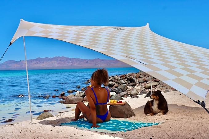 Neso Grande Portable Beach Tent Sun Shelter - Lightweight Beach Shade Canopy - Easy Setup for Family Outings - Patented Reinforced Corners - UPF 50+ Sun Protection