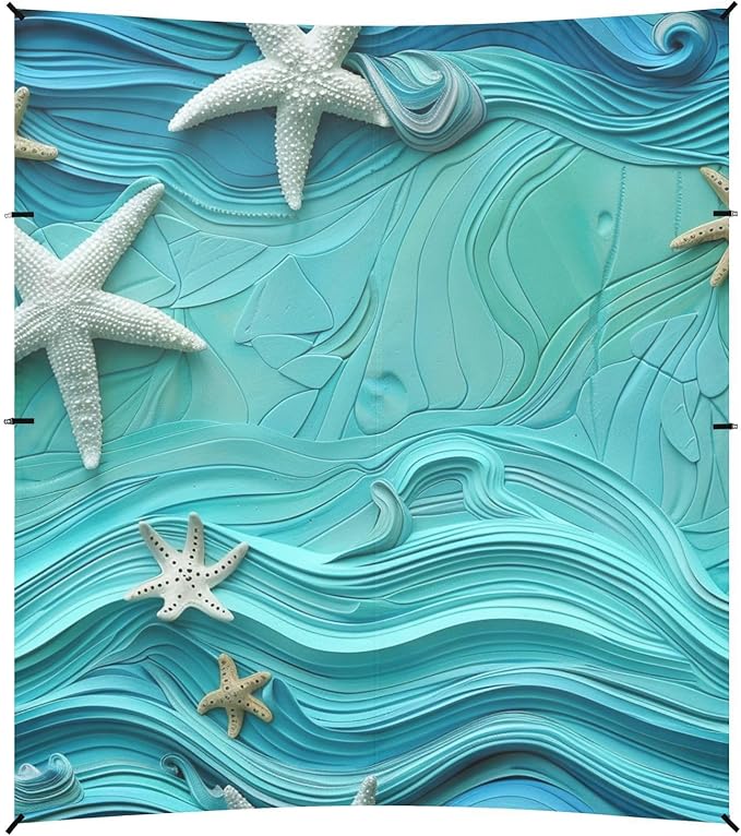 ALAZA The Starfish on Teal Blue Beach Tent Sun Shelter Portable Canopy Sunshade for Outdoor Camping Picnics Backyard Fun 10x9 ft