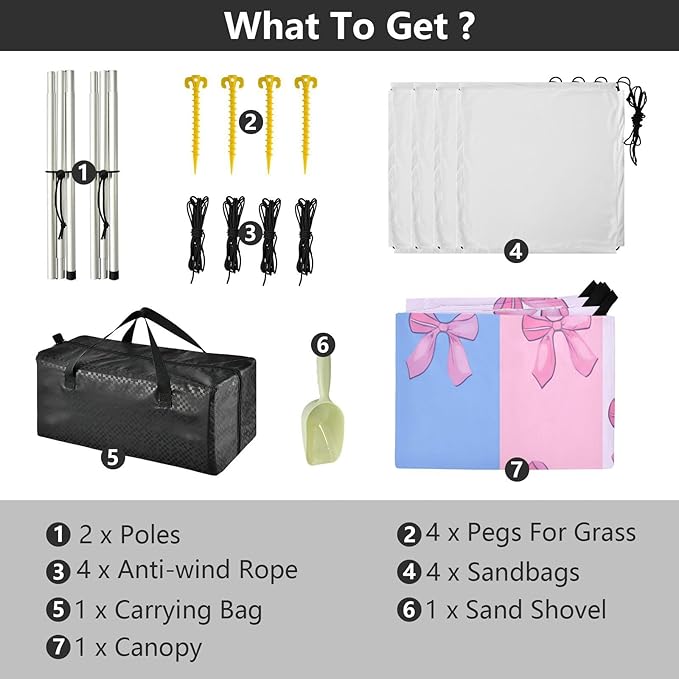 xigua Bow Tie Beach Tent Sun Shelter with Carrying Bag - Silver Coated Oxford Fabric Beach Canopy for Beach Camping Fishing - Includes Windproof Ropes Sandbags &amp Stakes