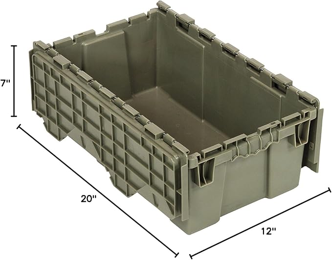 Quantum QDC2012-7 Distribution Bin Heavy Duty Attached Top Container 11-9/16W x 19-5/8L x 7-1/2H Overall Size Gray