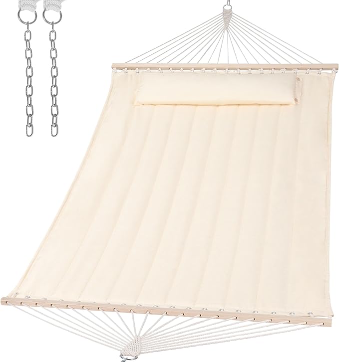 SUNCREAT Hammocks Replacement Hammock for Stand 475 lbs Capacity Two Person Backyard Hammock for Outside Beige