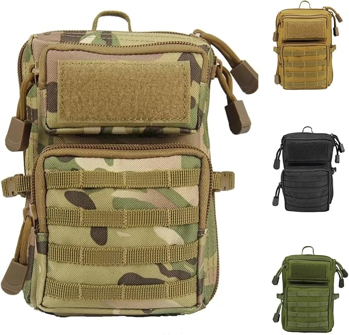 MOLLE Utility Pouch Everyday Carry Tool &amp Phone Waist Pack with Hook Loop Panel Compact Outdoor Medical Organizer