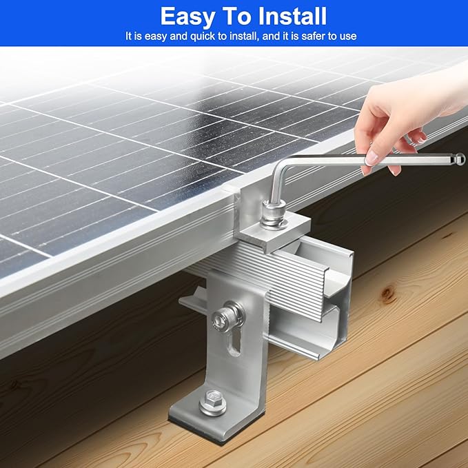 10PCS Solar Panel Mounting Brackets Solar Panel Mount for 1-4PCS Thickness 1.4” Solar Panels Solar Panel Brackets with 10x 6 Mini Rails 4X Water Drain Clips for ShingleSlateMetal and Tin Roof