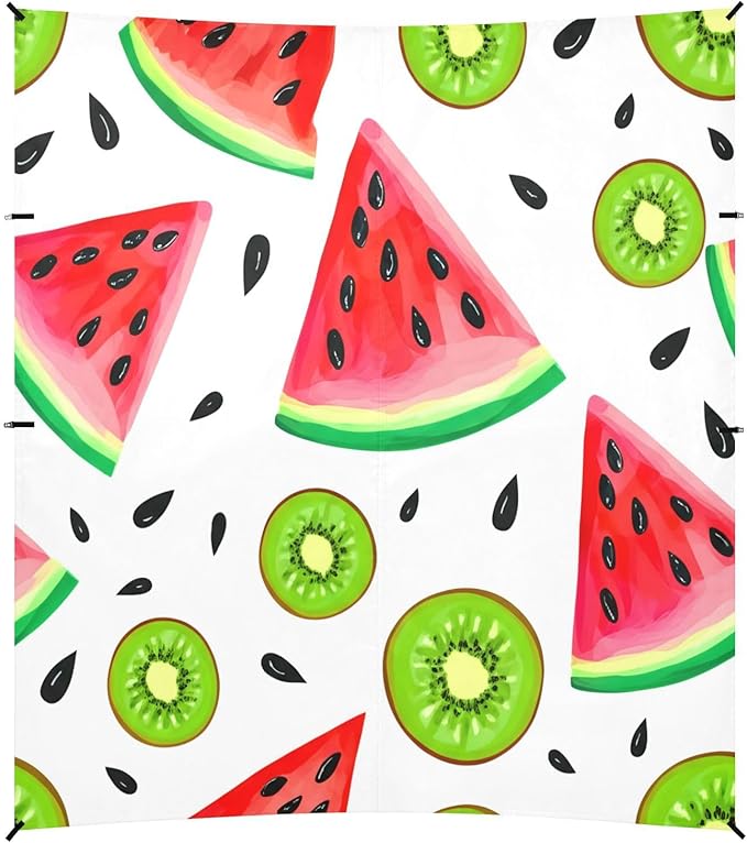 xigua Watermelon Slices Beach Tent Sun Shelter with Carrying Bag - Silver Coated Oxford Fabric Beach Canopy for Beach Camping Fishing - Includes Windproof Ropes Sandbags &amp Stakes