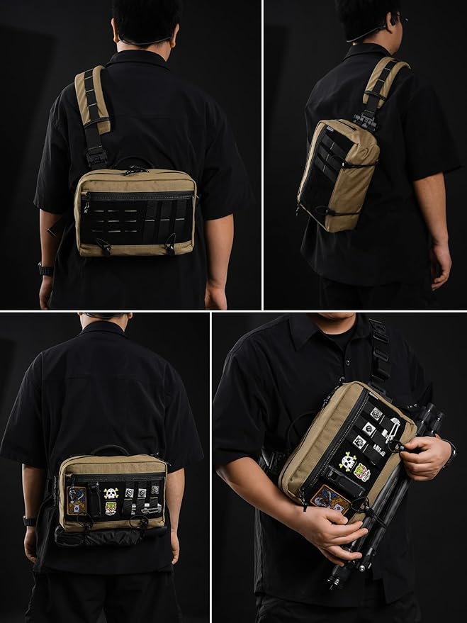 TACTICAL_GEEK L3 Pro EDC Crossbody Bag Chest Bag with Adjustable StrapDaily Carry Sling Pack Large Capacity Daypack Organizer for Camera Drones（T500 Coyote Tan）