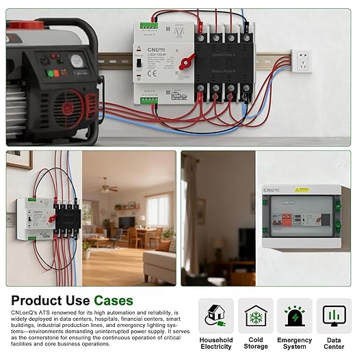 AC220V/240V 100Amp Automatic/Manual Transfer Switch 4P 50/60Hz 4Poles Mini ATS Auto Dual Power Switch Automatic Changeover Fast Transfer for Home Generator Soalr Rv and Lv Power