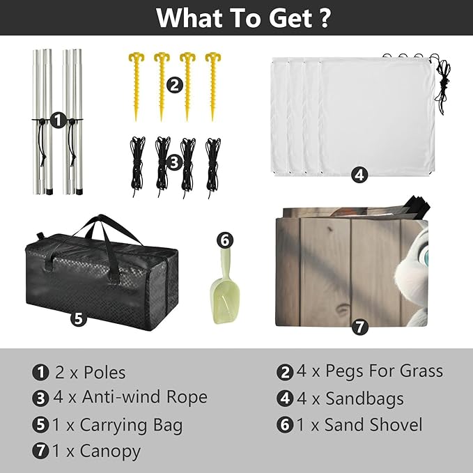 Beach Canopy with Windproof Ropes &amp Sandbags Beach Tent Sun Shade Sun Shelter for Camping Trips Fishing Backyard Fun or Picnics Happy Easter