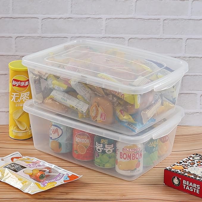 14 Quart Clear Latching Box Plastic Storage Container Bins with Lids Set of 4