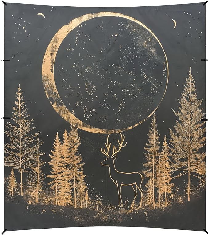 ALAZA Moon Deer in Forest on Black Beach Tent Sun Shelter Portable Canopy Sunshade for Outdoor Camping Picnics Backyard Fun 10x9 ft