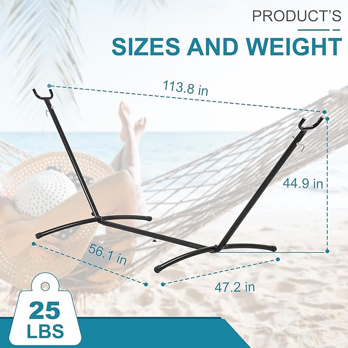 NChanmar Hammock Stand Portable 450lbs Capacity Heavy Duty Steel Frame Hammock Frame with Portable Carrying Case（Stand Only Weather Resistant 2-People 114in X 48in X 45in