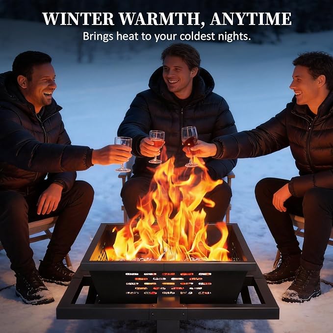 36 Inch Fire Pit for Outside Outdoor Wood Burning Firepit with Poker Heavy Duty Fire Pit for Camping Backyard Patio