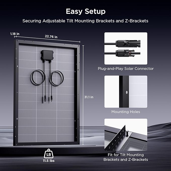 N-Type 16BB 100 Watt Solar Panel 100W Solar Panel with 25% High Efficiency Monocrystalline PV Module Compact Space-Saving for RV Van Marine and Off-Grid 12V System