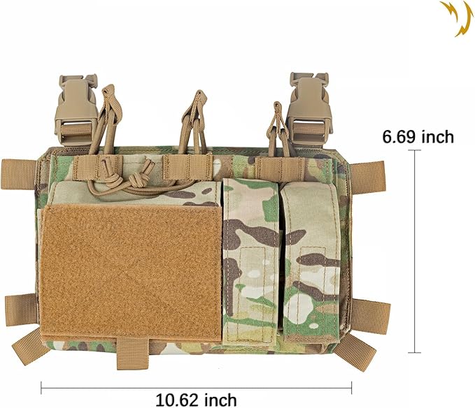 ACEXIER Tactical Pouch Front Flap Double Stack Abdominal Fanny Pack Tactical Airsoft Triple Mag Pouch for Hunting Vest