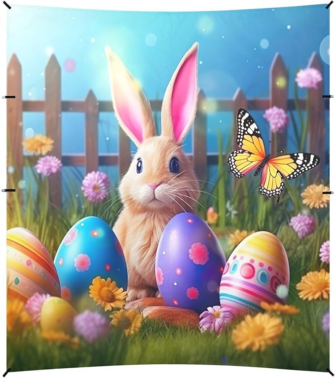 Farm Bunny Easter Eggs Beach Tent Sun Shelter Set UPF50+ UV Protection 10.5 x 9.19 FT Camping Shade Canopy with Sandbags Sand Anchors Carrying Bag and Others