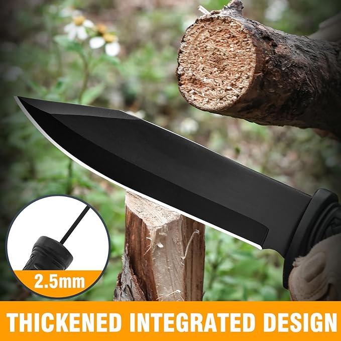 Fixed Blade Hunting Knife with Sheath - 11.89 Inch Full Tang Survival Knife ABS Handle &amp Brushed Blade for Camping Hunting Outdoor Gift (7.6 oz) (Shadow-A)