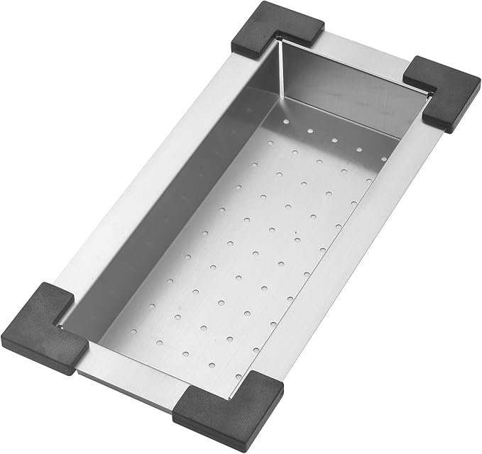 STARSTAR Workstation Ledge Topmount/Drop-in Single Bowl Satin Matte 304 Stainless Steel Kitchen/Yard/Bar/Laundry/Office Sink With Grid Colander Cutting Board Strainer (25x22x10 Black)