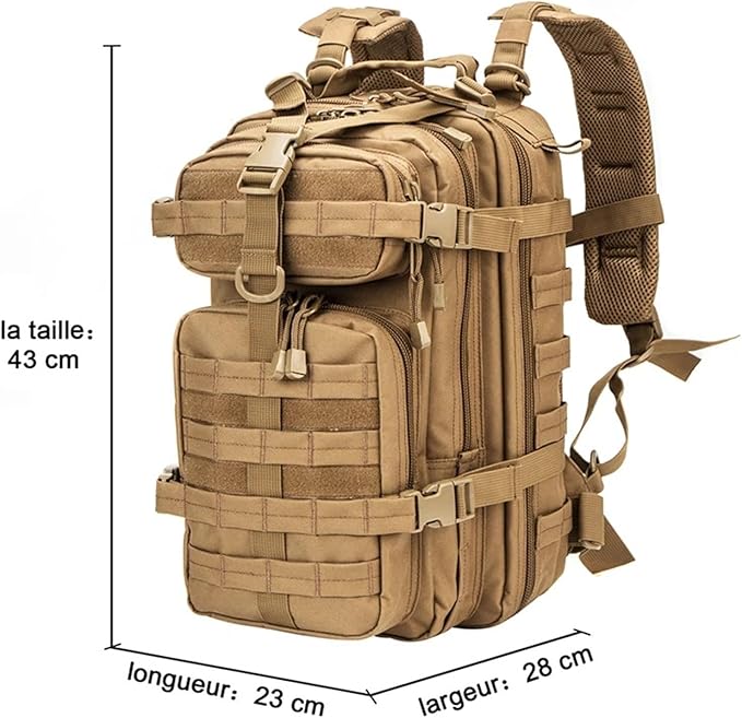 Tactical Backpack 30L Nylon Outdoor Waterproof Rucksack Hiking Camping Hunting Bags(Coyote)