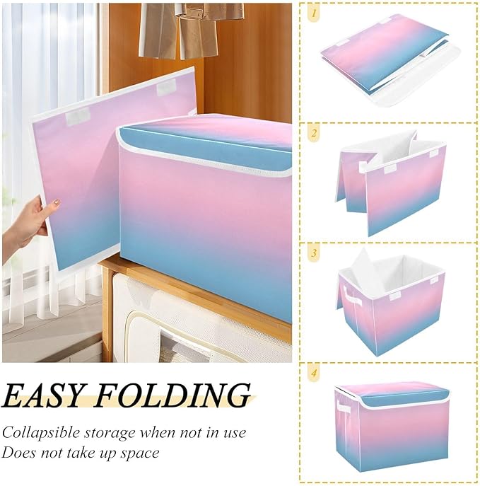 Gradients Storage Bin with Lid Stackable Box Storage Quart Storage Bin for Dorm Room Office Basket