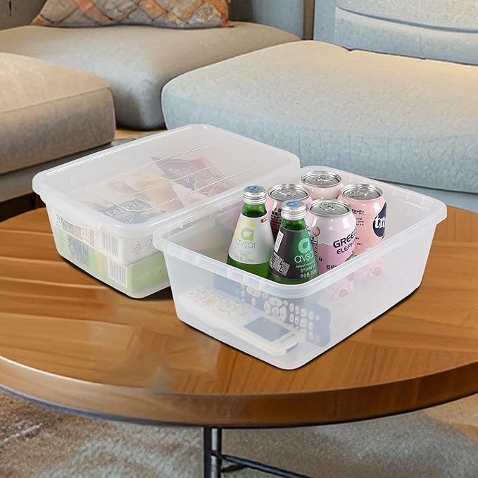 4 Pack Clear 6.2L Plastic Storage Bin Dough Proofing Food Safe Storage Container Box with Lids BPA Free