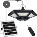Aqonsie Solar Shed Light Indoor Outdoor Solar Powered Pandent Daytime Work Lights with 5 Lighting Modes &amp 3 Timers 180LED Solar Indoor Lights Motion Sensor with Remote Control for Shed Barn Garag