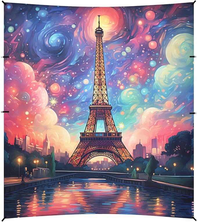 ALAZA Paris Magnificence of Eiffel Tower Nebula Beach Tent Sun Shelter Portable Canopy Sunshade for Outdoor Camping Picnics Backyard Fun 10x9 ft