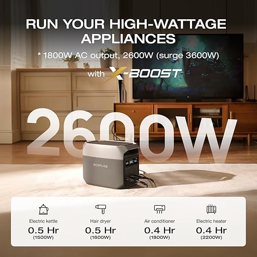 EF ECOFLOW Solar Generator Delta 3 with 160W Solar Panel 1024Wh Portable Power Station LFP Battery 1800W AC/100W USB-C Output Full Charge in 56 Min for Home Backup Power Camping &amp RVs