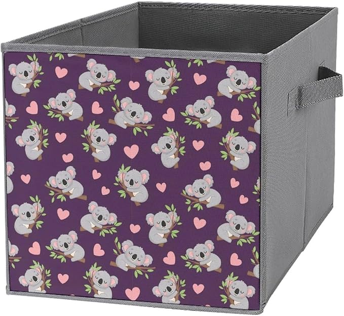 Sturdy Collapsible Cloth Storage Bins Koala Compact Foldable Cubes for Closet Bedroom Space-Saving Organizer