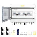 4 in 2 Out Solar Combiner BoxPV Combiner Box with 20A PV FuseDC 40A Circuit Breaker and Surge ProtectorIP65 Solar Disconnect Switch Box for Indoor Outdoor Solar Panel System (4 in 2 Out 20A 500V)