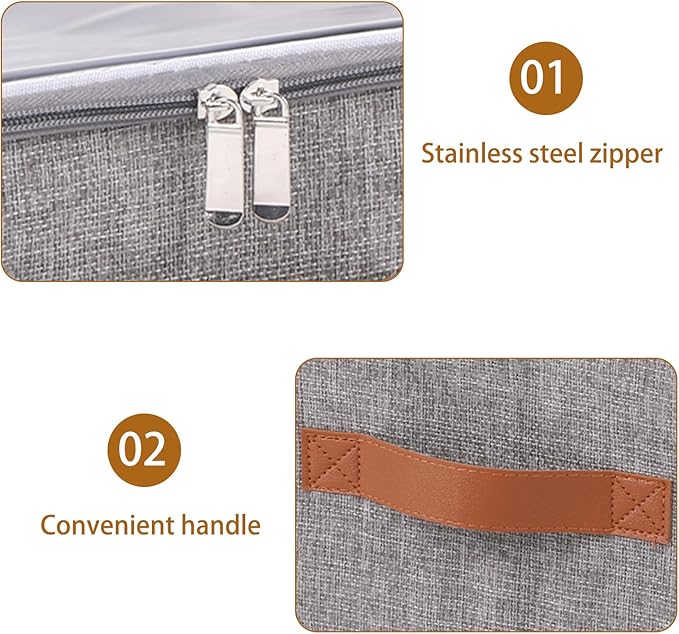 OUTBROS Large Storage Bins with Lid Foldable Bags Wardrobe Organiser with Handle and Zipper Used for storing clothes blankets pillows 19.7 x 15.7 x 11.8 inch 2-Pack
