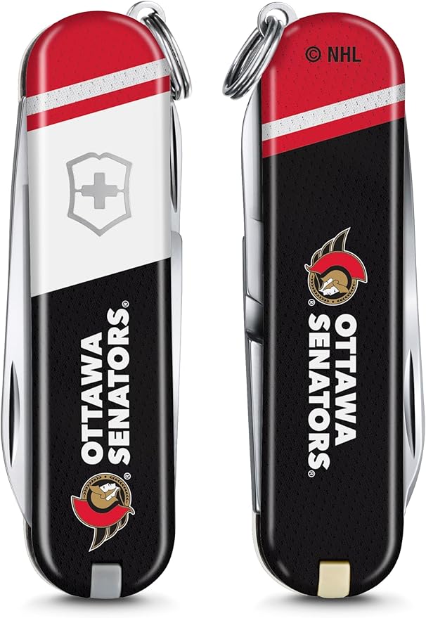 Victorinox Classic SD Swiss Army Knife – Compact 7 Function Swiss Made Pocket Knife with Small Blade Screwdriver and Key Ring – Ottawa Senators