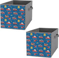 Large Capacity Storage Boxes Firetrucks Transportation Fire Trucks Foldable Organizer Baskets with Handles Clever Storage Solution for Home