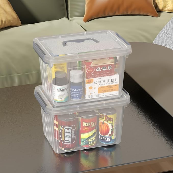 6 Quart Clear Latching Bins with Handle Small Plastic Storage Boxes with Lids 6 Packs