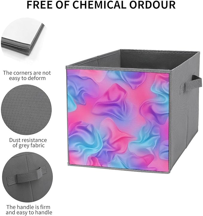 Large Capacity Storage Boxes Purple Rainbow Bisexual Pride Flag Art Foldable Organizer Baskets with Handles Clever Storage Solution for Home