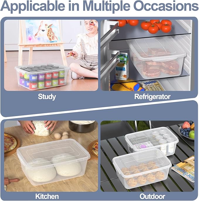 Ramddy 4 Packs 14 Quart Clear Latching Box Plastic Storage Bin with Lid