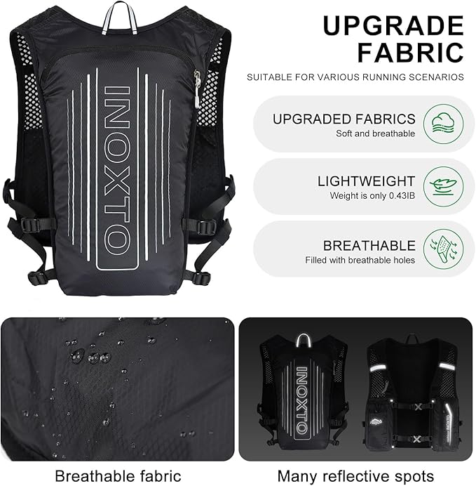 INOXTO Running Hydration Vest BackpackLightweight Insulated Pack with 1.5L Water Bladder Bag Daypack for Hiking Trail Running Cycling Race Marathon for Women Men